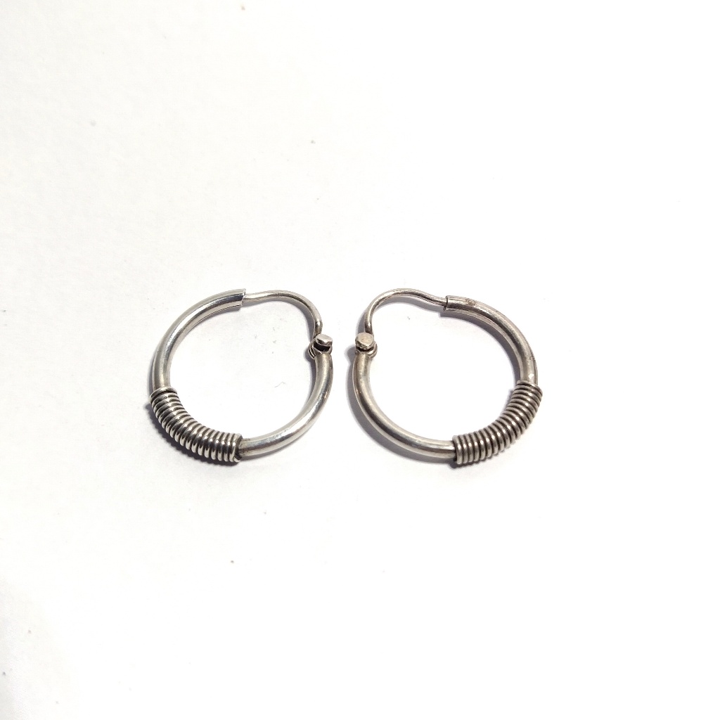 Anting Errings Hoop Polos kawat Sedang Bulat Bayi Balita Perak Silver Bali Asli 925 Unik