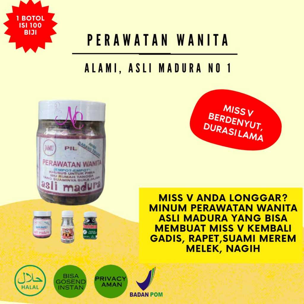 

PRIVASI AMAN - Pil EMPOT AYAM MADURA ASLI - Obat Jamu Herbal Perapat MissV Perawatan Wanita Mengencangkan Merapat Kewanitaa Asli Madura