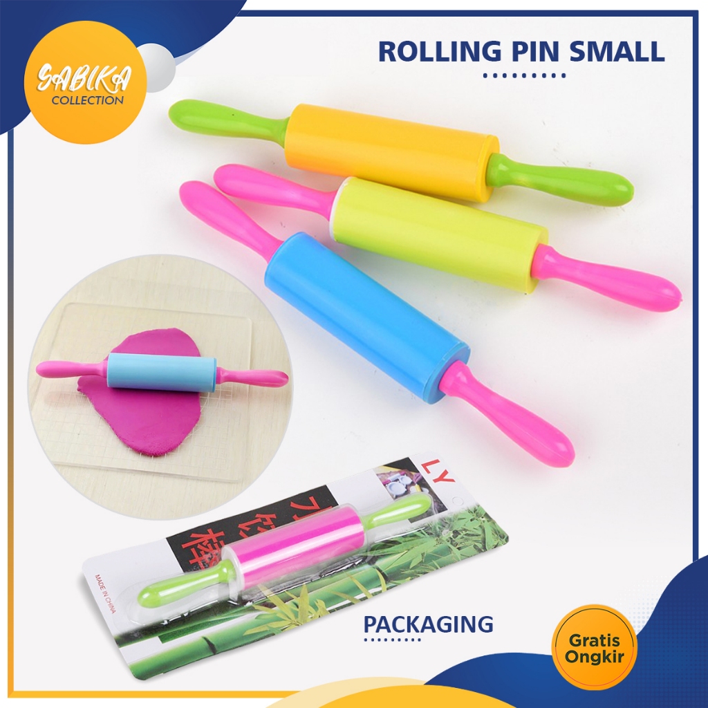 Rolling Pin Plastik Kecil Penggiling Adonan Kue Mainan Gilingan Slime Anak
