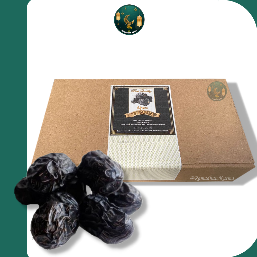 

Kurma Ajwa Al-Madinah [500gr]/Kurma Ajwa Premium [KEMASAN DUS COKLAT]