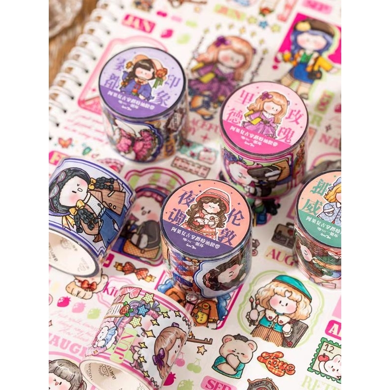 

1loop 98cm Stiker Washitape Sticker Rolltape motif Qiqi Retro Dress