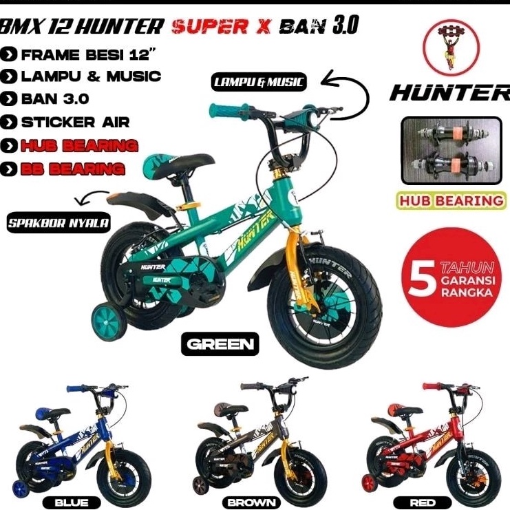 SEPEDA ANAK COWO BMX 12  16  18 HUNTER SUPER X  PARAGON HERO VELG ALLOY FRAME BESI HITEN STEEL SNI M