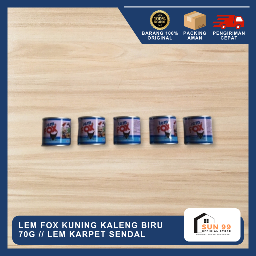 

Lem Fox Kuning 70 gram / Lem Fox Kaleng Biru 70 Gram / LEM KARPET SENDAL KULIT KAYU HPL