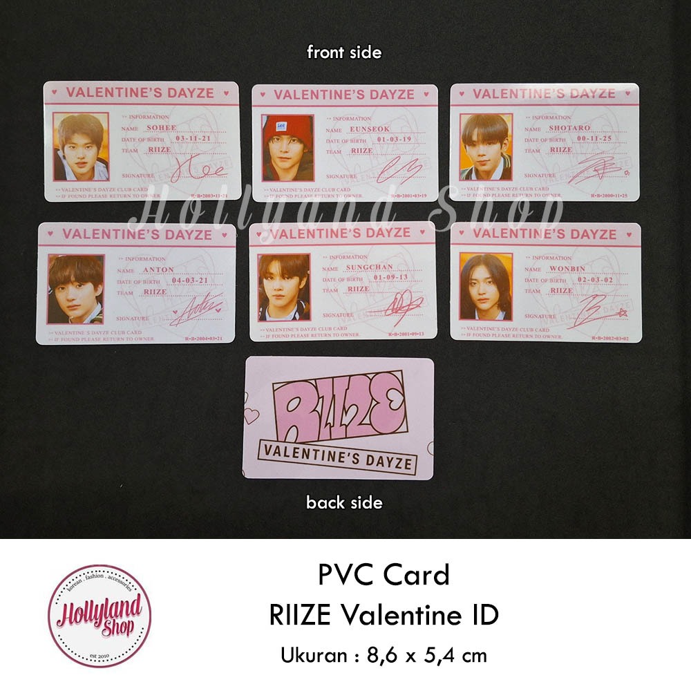 

Kartu ID PVC Card RIIZE Valentine Unofficial