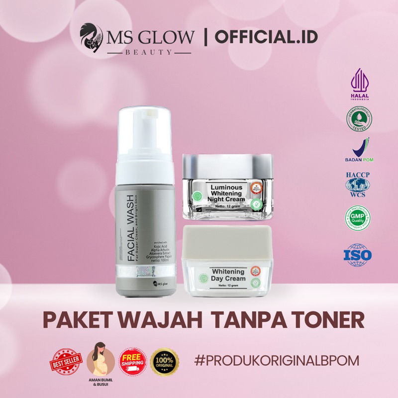 MS GLOW - PAKET WAJAH TANPA TONER MS GLOW/HITENING/LUMINOUS/ULTIMATE/ACNE/DNA by MSGLOWOFFICIAL.ID