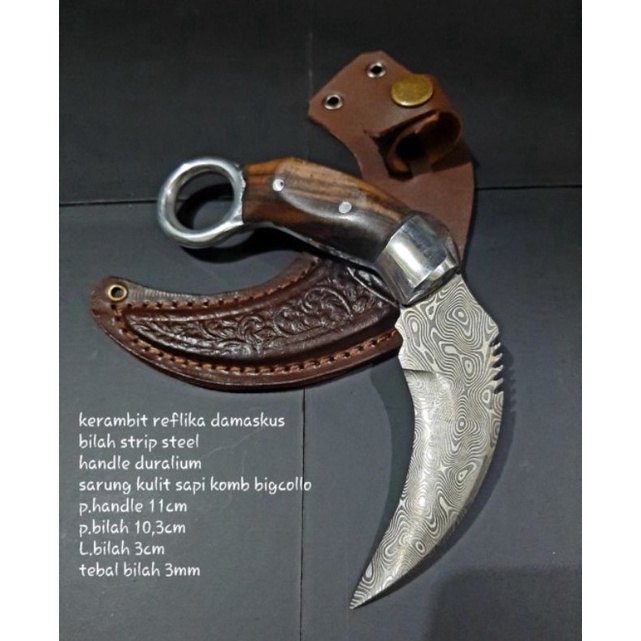 Bayar di tempat  COD Pisau Karambit Reflika DAMASKUS  Pisau Kerambit Silat  Pisau Survival ART A2V2