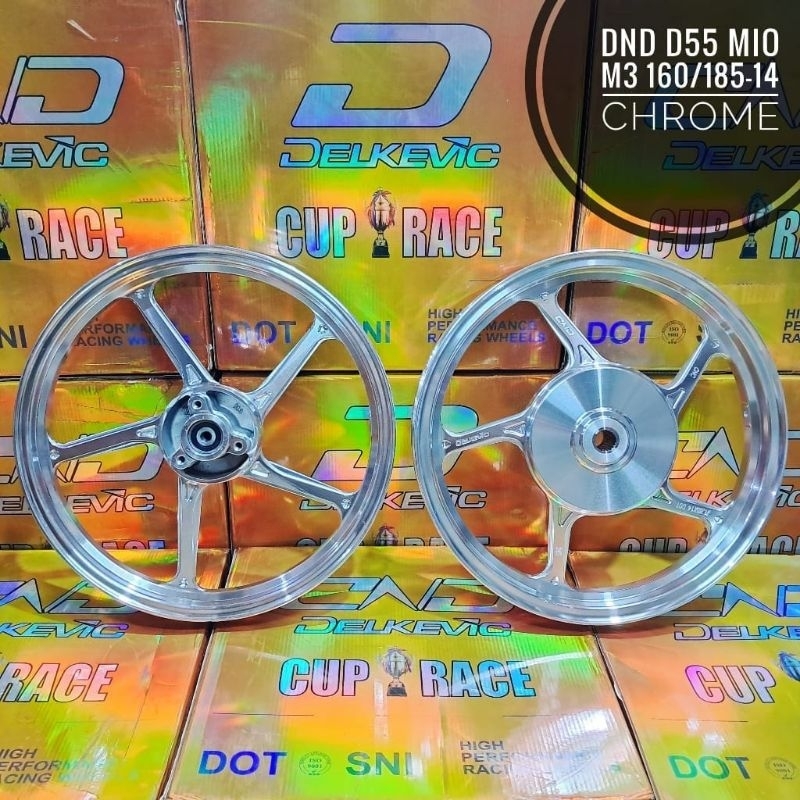 Velg DND Delkevic D55 Mio M3/ Fino 125/Mio Z/ Xride 125/ Soul GT 125  160/185x14 Crom hijau merah Or