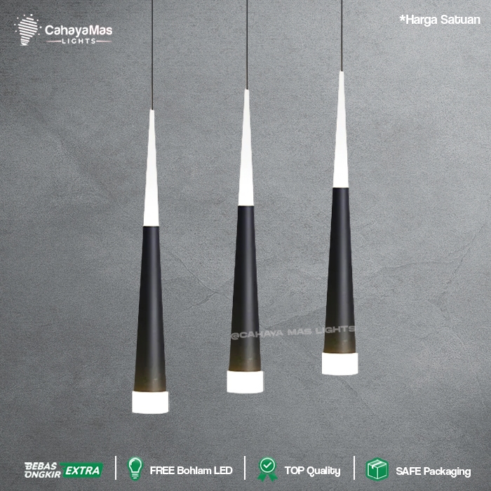 Lampu Hias Gantung Dapur / Mini Bar / Kamar / Void / Dll Minimalist Modern Industrial Hitam & Gold