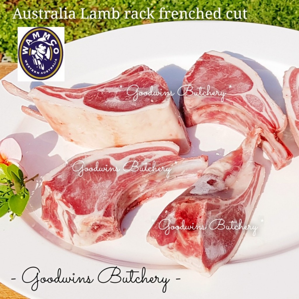 

1.2kg Australia lamb rack CUTLETS frenched cut 8 Ribs Wammco / WhiteStripe frozen daging iga domba-kambing muda