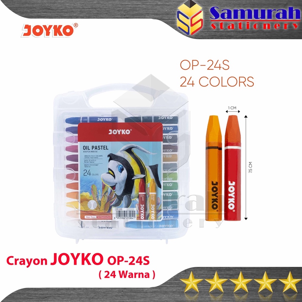

KODE N43A Crayon Joyko OP24s Krayon Minyak isi 24 Warna Oil Pastel OP 24S For Drawing Water Resistant Non Toxic