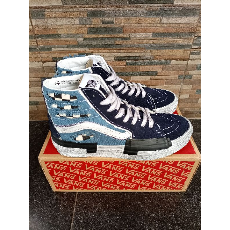 Vans Sk8Hi Reconstruct Stressed Check Navy Resmi Pt. Navya
