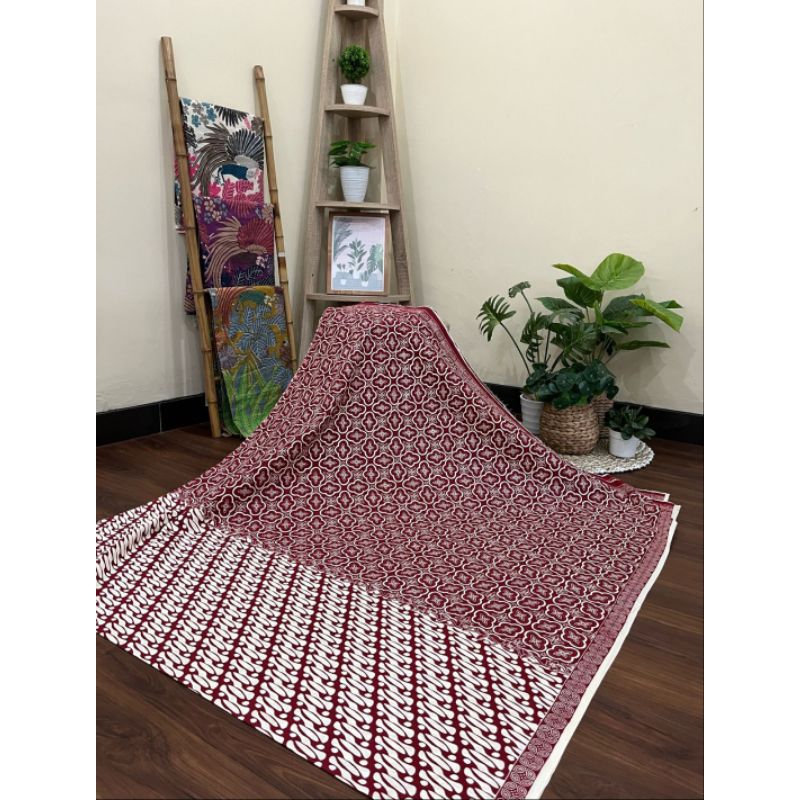 kain batik katun premium motif 3D merah