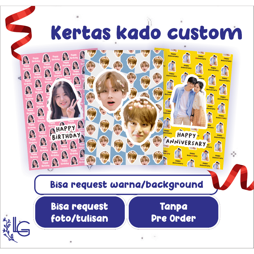

KERTAS KADO CUSTOM A3+ | Custom foto dan tulisan | gift paper custom | Kertas Kado Muka | Kertas Kado Lucu |