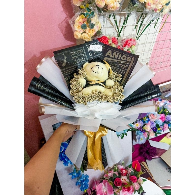 Buket Boneka Mix Bunga Edelweis