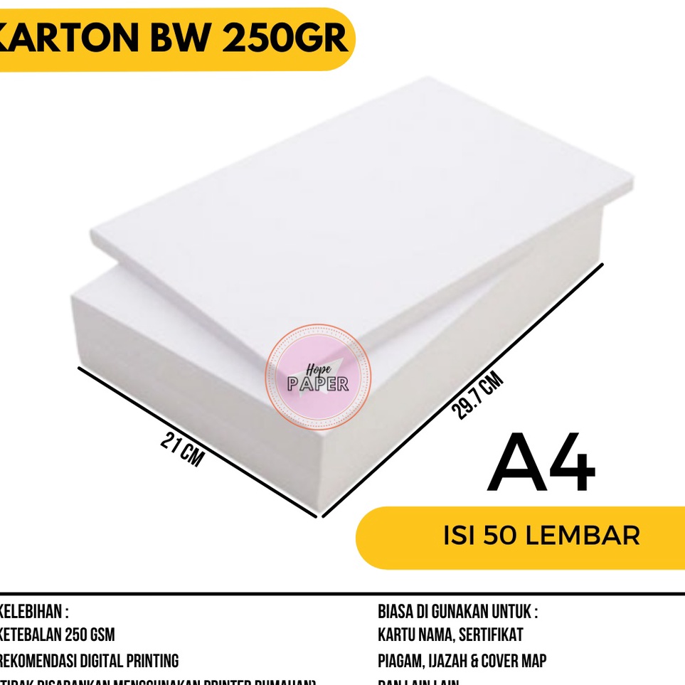 

Mewah Kes BW 25gsm A4 isi 5 lembar Kes Karton BW