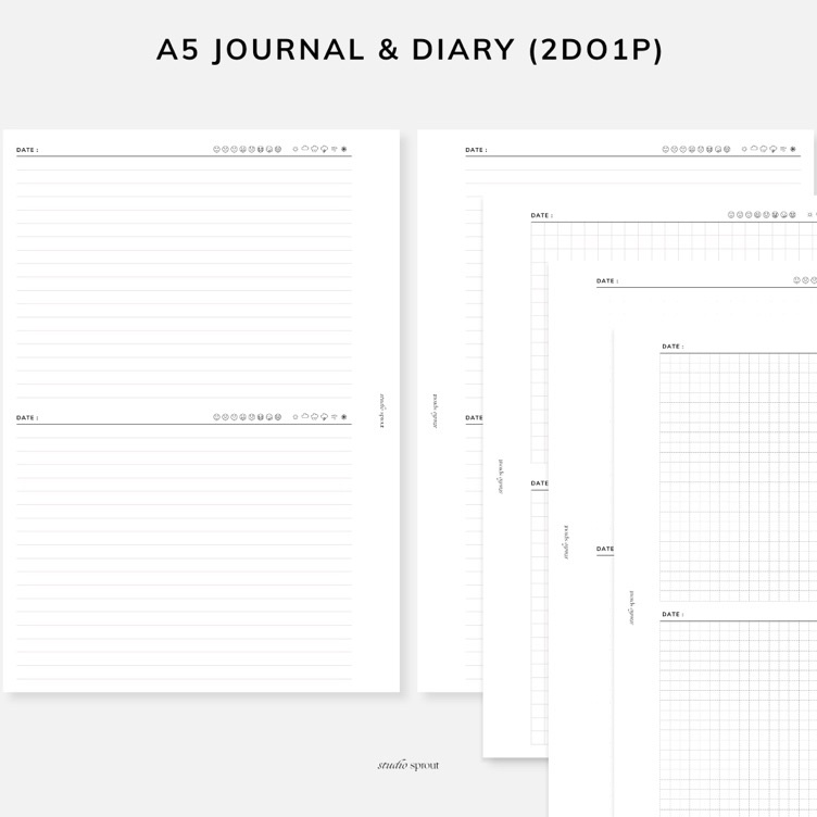 

A5 Journal Diary 2DO1P Two Days On One Page Loose Leaf Kes Isi Binder Insert Refill