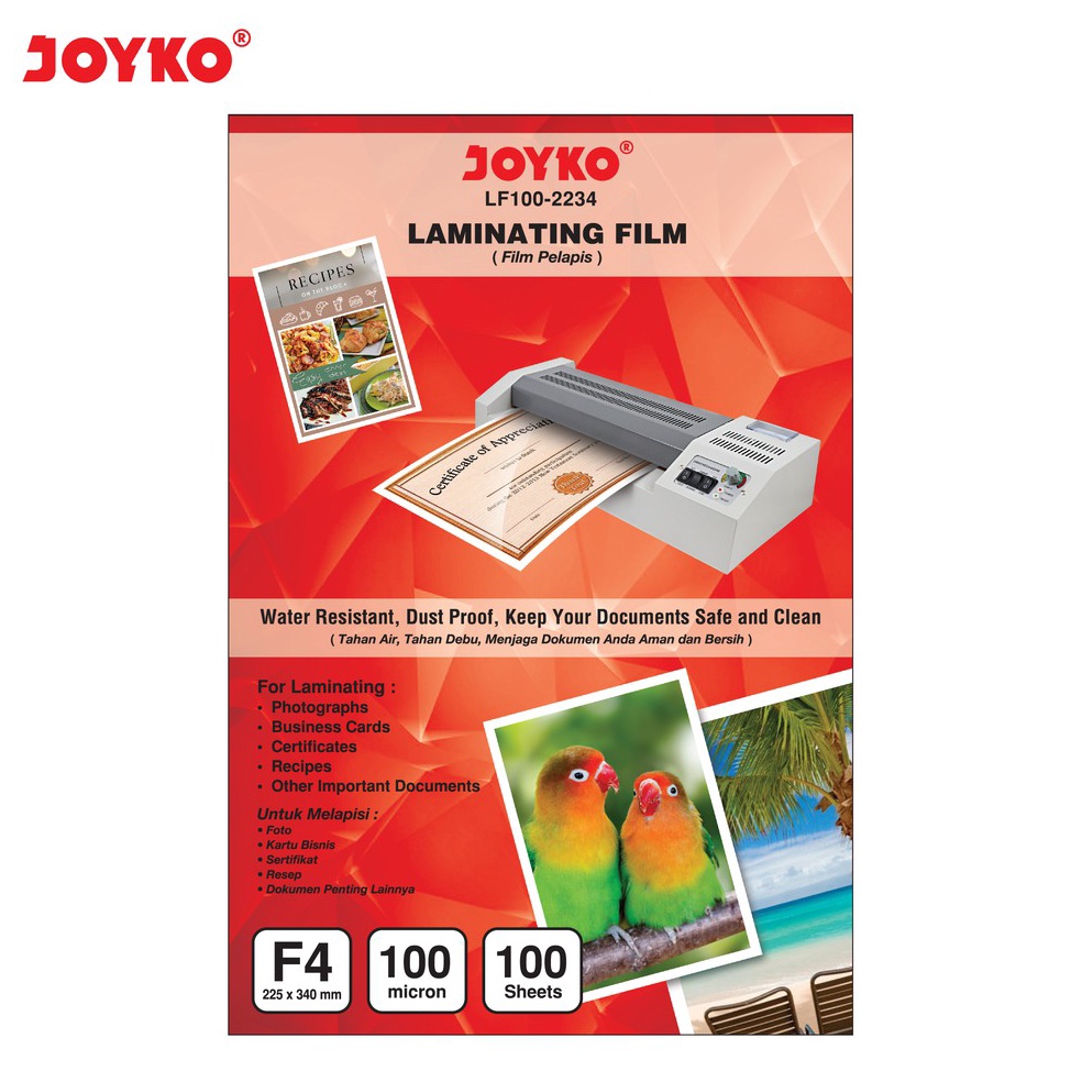 

KODE R34G Laminating Film Plastik Laminating Joyko LF12234 F4