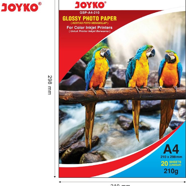 

JOYKO Glossy Photo Paper A4 21 Gram 2 Lembar Kes Foto Mengkilap GSPA421
