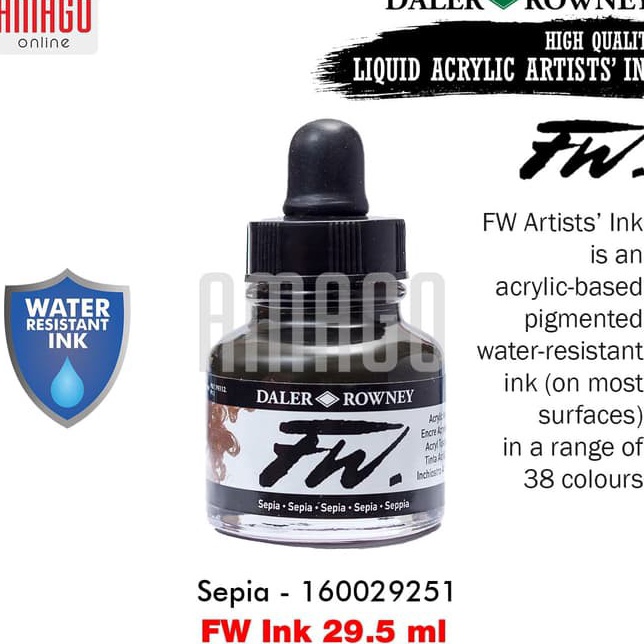

DALERROWNEY FW Ink 295 ml Acrylic Artists Ink Cat Akrilik Sepia 1629251