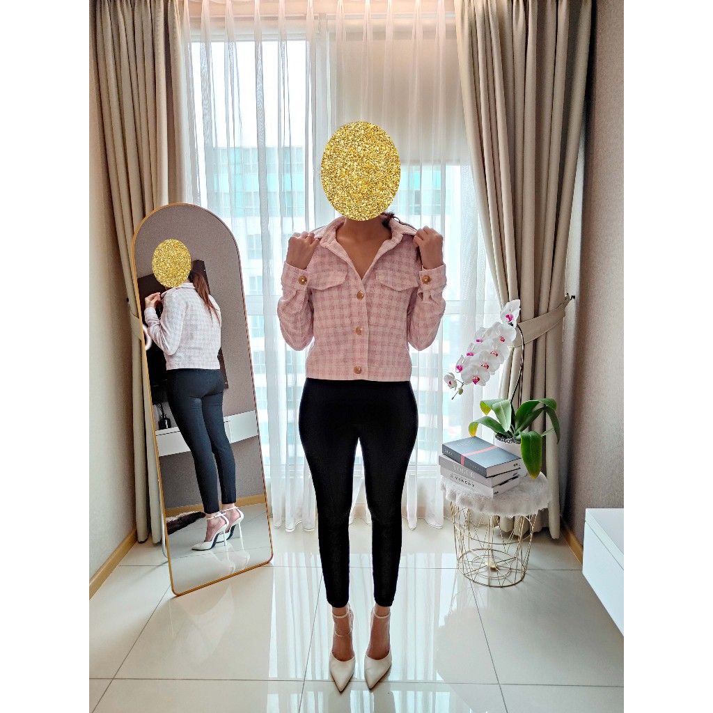 outer jaket cardigan blazer preloved ori Zara tweed knit