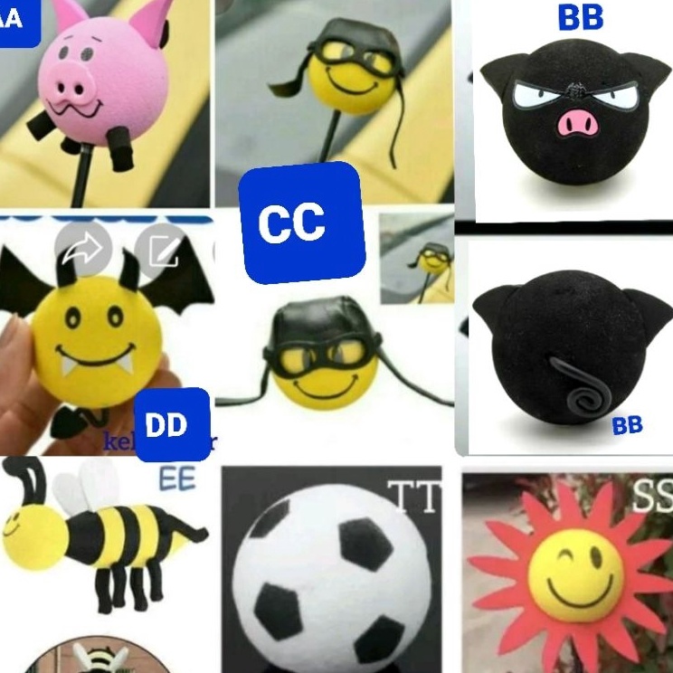 Import asesoris bola Antenna mobil  happy kelinci ball  boneka antena ballBabi pig pink