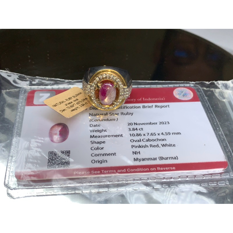 natural ruby burma nh cincin perak burma nh