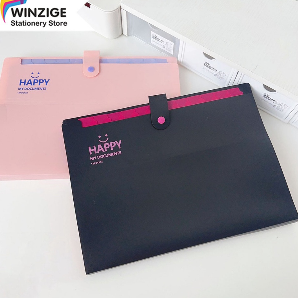 

Winzige A4 Tas File Aesthetic 12 Sekat Indeks Bahan 12 Slot A4 File Folder Organizer