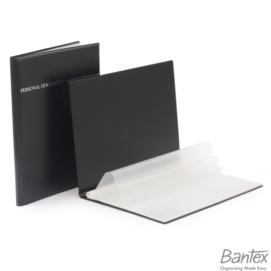 

Modern Bantex Clear Holder Map Kulit Leather Document Keeper Folio F4 Black
