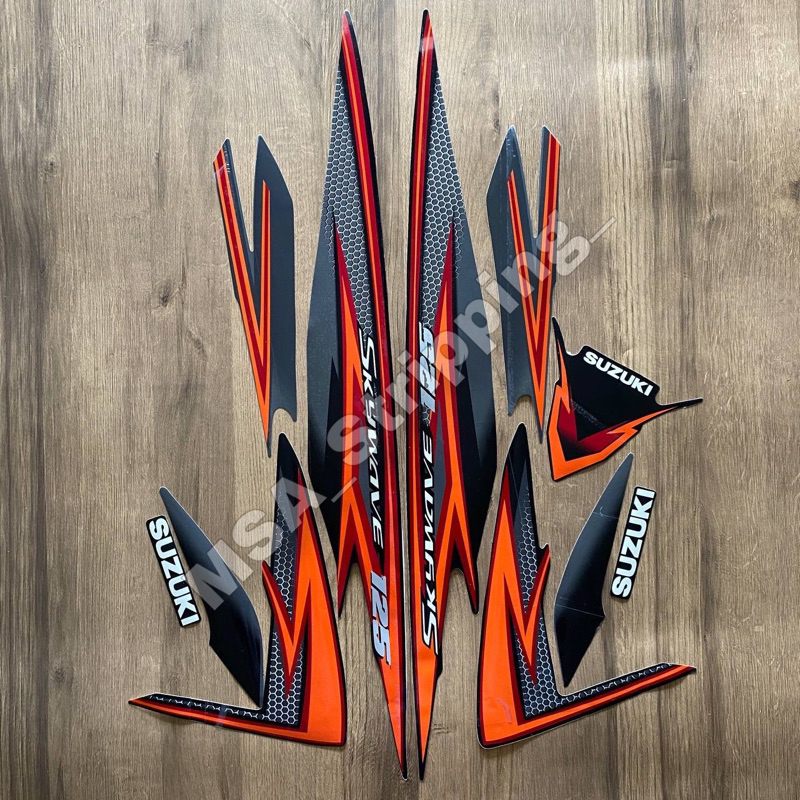 Stripping strip stiker sticker lis polet body Suzuki Skywave 125 Th.2008 2009 Hitam striping les dec