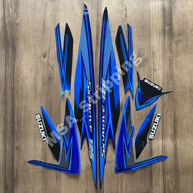 Stripping strip stiker sticker lis polet body Suzuki Skywave 125 Th.2008 2009 Hitam Biru striping le