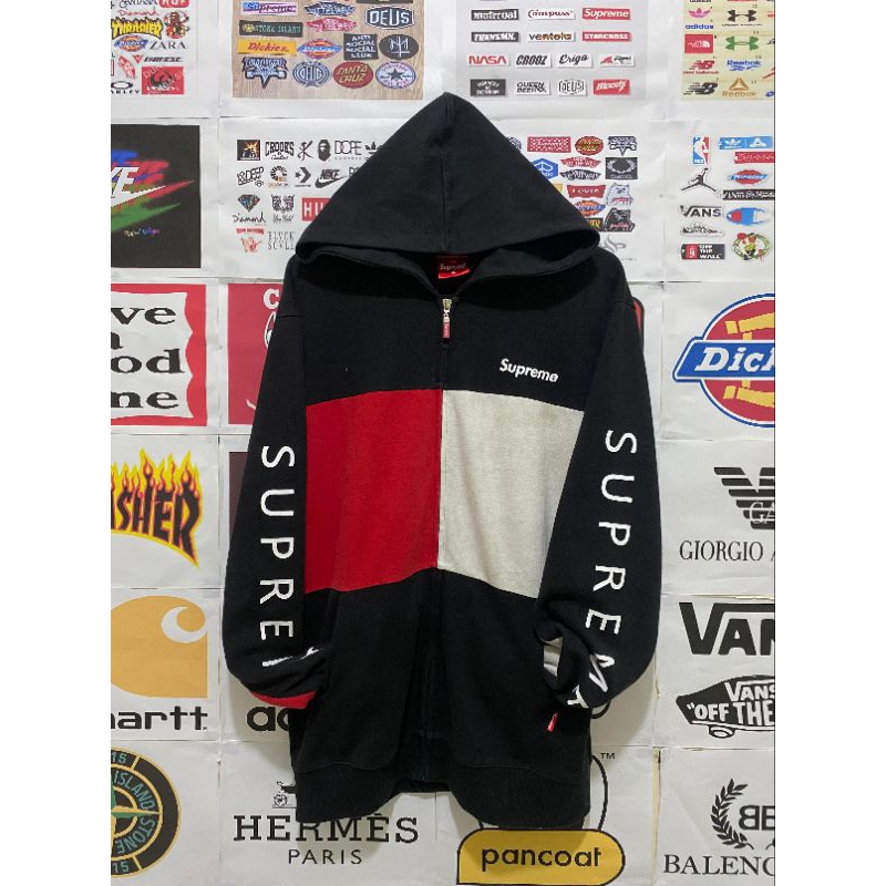 Hoodie Zipper Supreme Mark Big Logo Warna Hitam Size XL