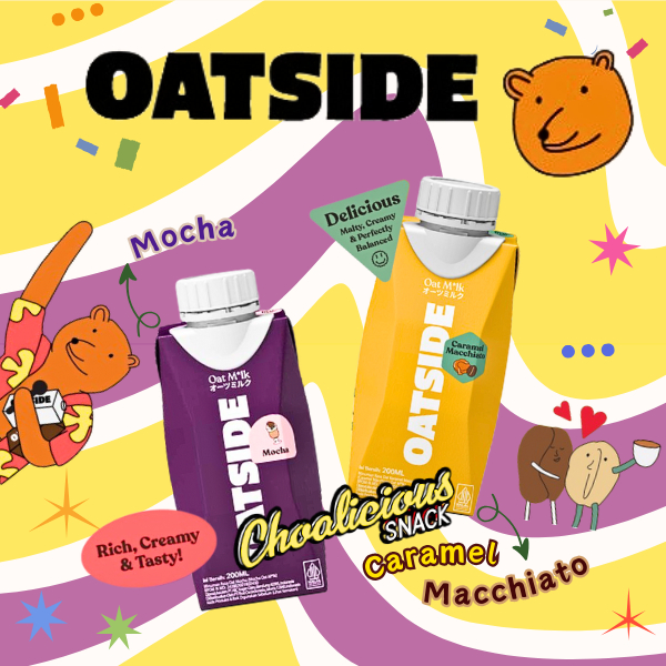 

OATSIDE Mini Oat Milk Rasa Caramel Macchiato / Rasa Mocha Minuman Susu Oat 200ml (Kemasan Tutup Botol)