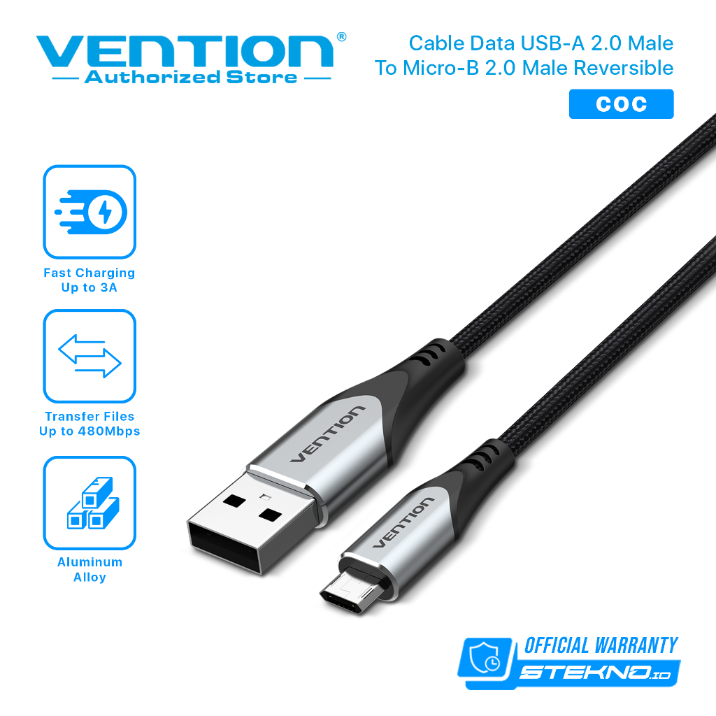 Vention Kabel Data Charger Micro Usb Reversible Fast Charging Android