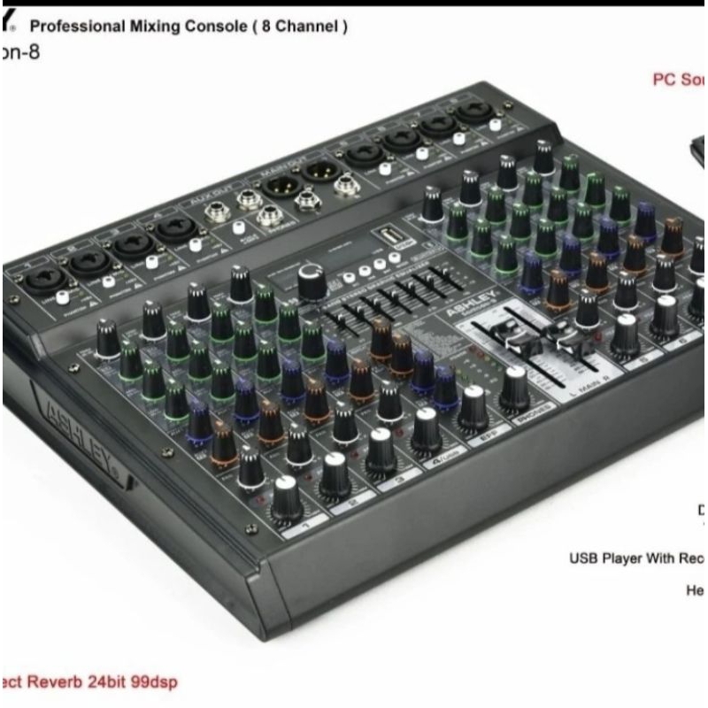 Mixer Ashley Samson 8 Original 8 Channel Bluetooth - Soundcard