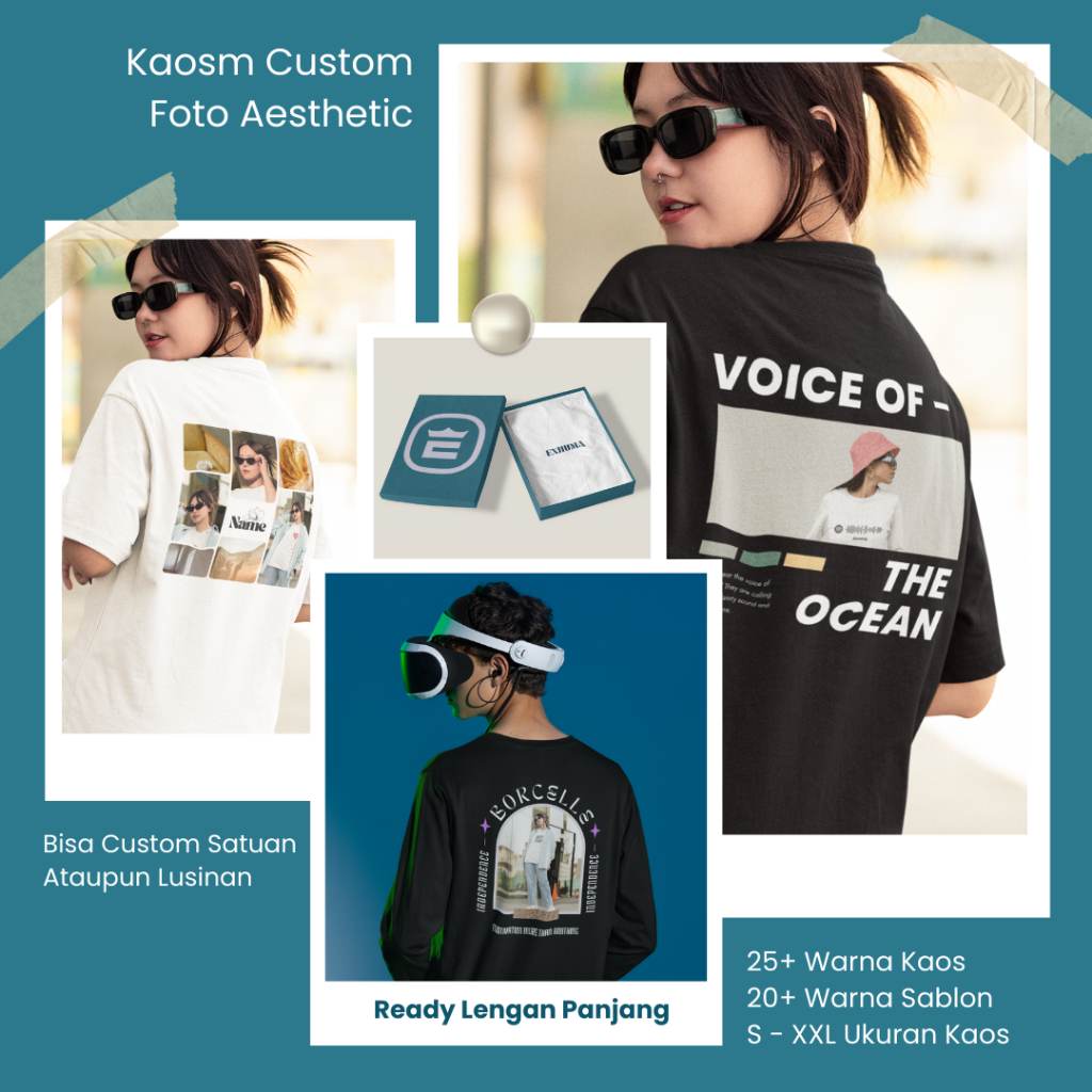 Baju Kaos Custom Foto Sendiri, kaos bucin foto viral, pria dan wanita, lengan pendek dan lengan panj