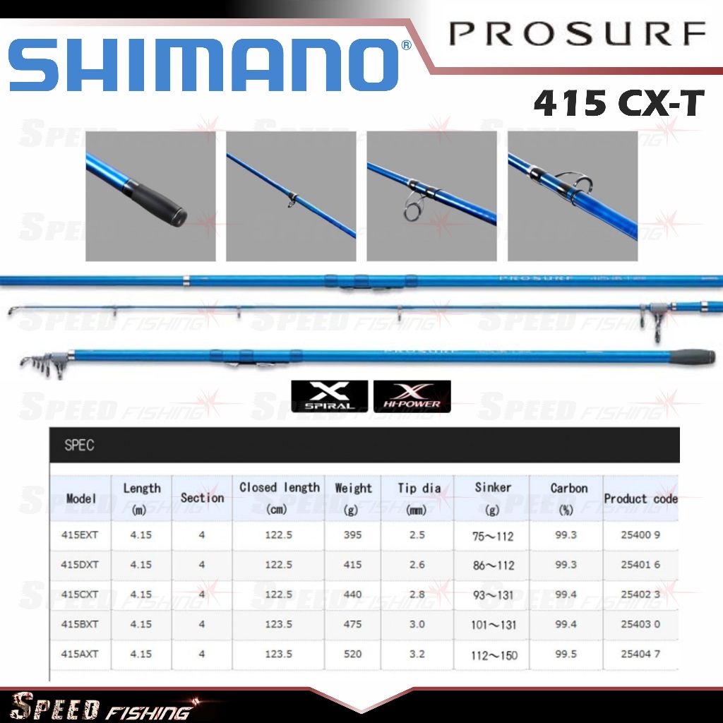 Joran Pancing Shimano Prosurf 415 CX-T Joran Surf Teleskopik