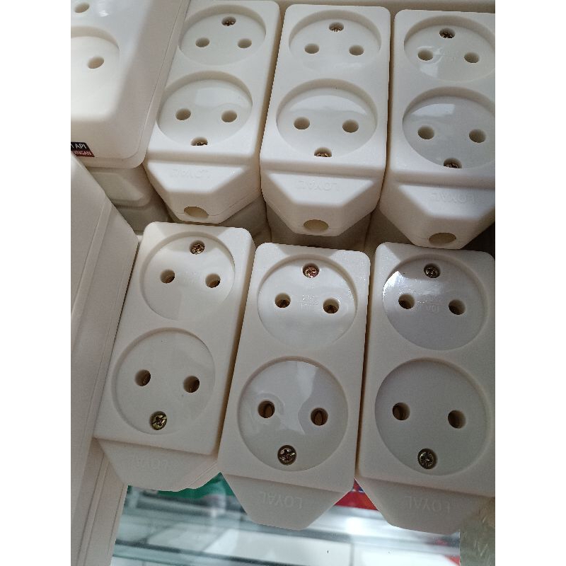 Stop Kontak Gepeng 2 Lubang terminal Kuningan