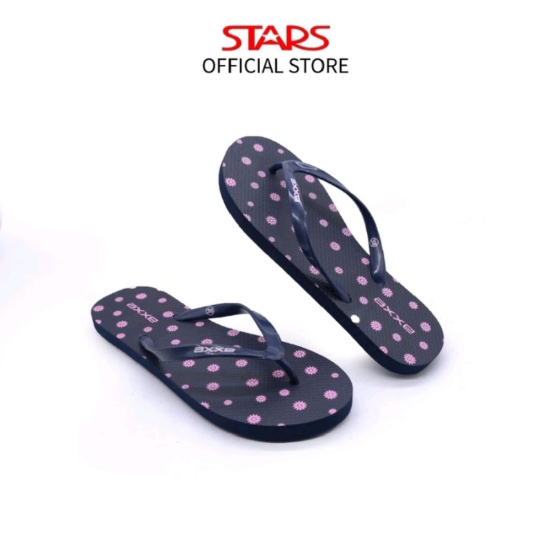 Axxe Sandal Jepit Wanita Remaja/Dewasa Poppy Hitam&Poppy Navy