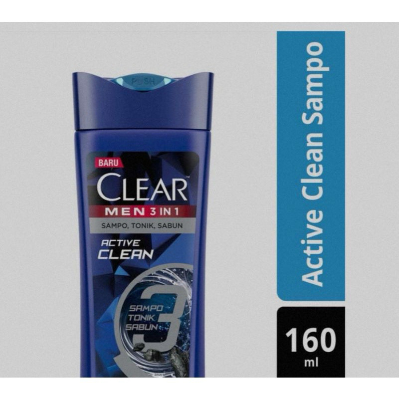 Clear Men Sampo 3in1 Active Clean 160ml