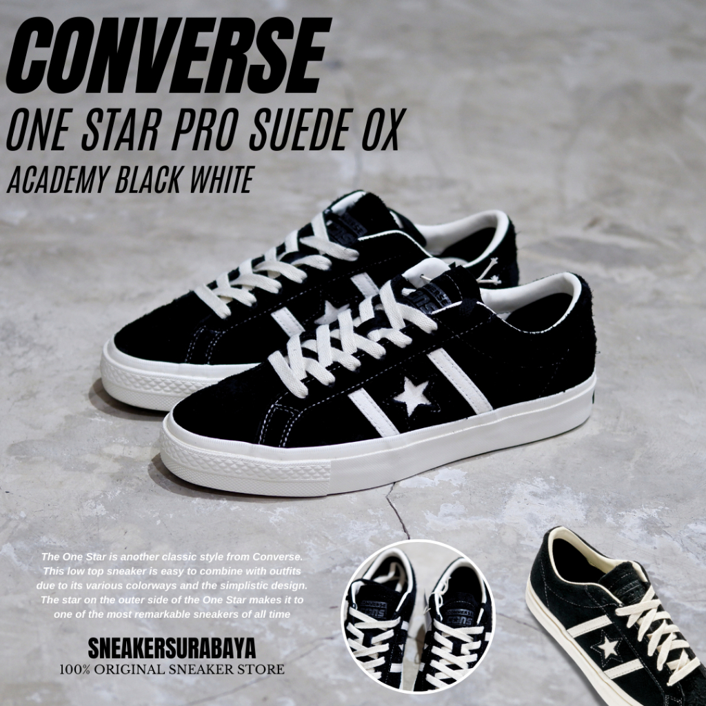 CONVERSE ONE STAR PRO OX ACADEMY SUEDE BLACK WHITE