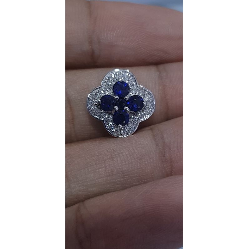 liontin emas berlian blue safir pesanan