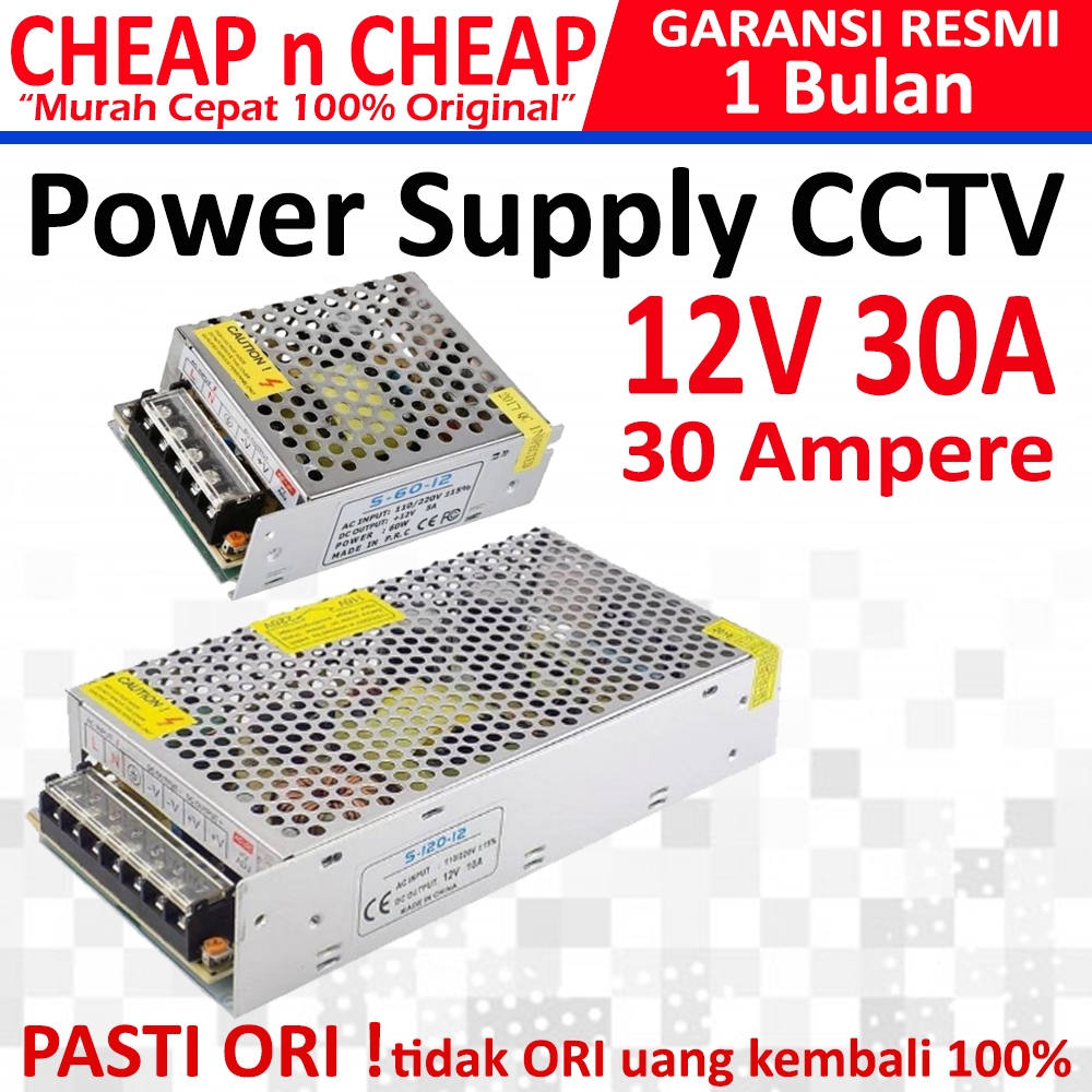 PSU CCTV Jaring 12V 30A Power Supply Travo LED DC 12 Volt 30 Ampere