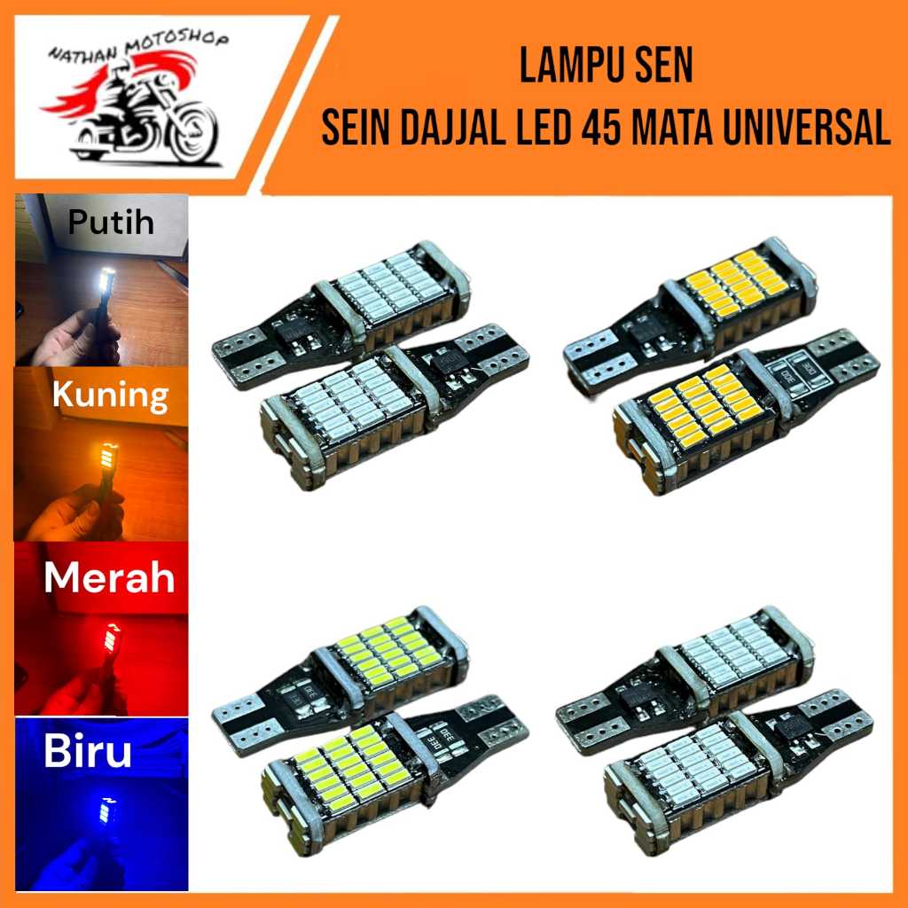 Lampu Sen Dajjal Sein Dajjal motor Sepasang 45 LED Senja T10 Super terang Universal Semua Motor nms