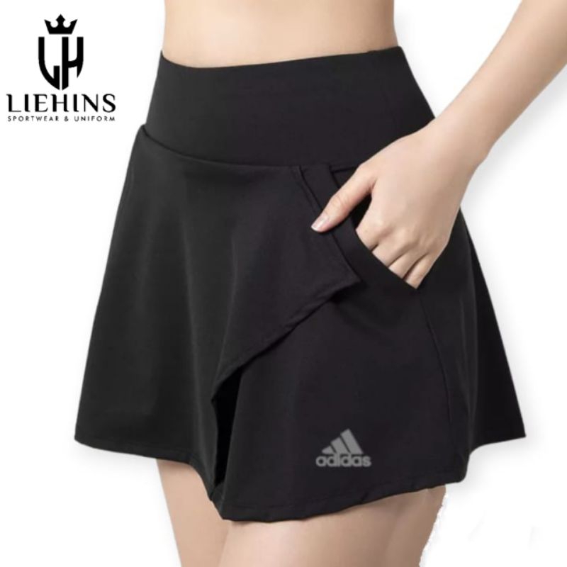 rok pendek 2 in 1 rok mini/ hotpants hitam dan putih/rok olahraga