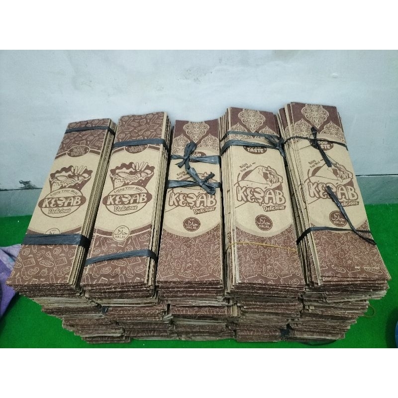 

100 pcs kemasan kebab kertas kebab wadah kebab dus kebab bahan craft ukuran 27x7x3,5 cm