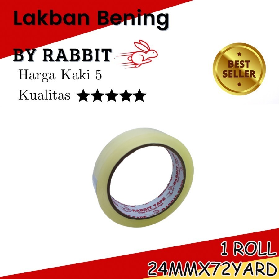 

Lakban Rabbit Tape 1inch, 24mm x 72 yard / Kualitas Ok