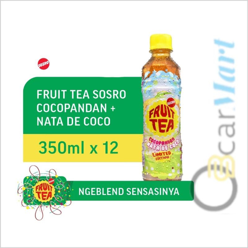 

GSVMART FRUIT TEA BOTOL COCOPANDAN Nata de Coco 350ml isi 12 SOSRO