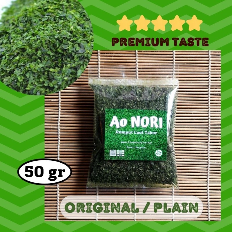 

Nori Rumput Laut kering tabur 50 gram Aonori Rumput laut tabur Nori sushi Nori Rumput laut Halal Rumput laut kering Sushi Onigiri Ramen Seaweed Makanan Makanan instan Katsuobushi