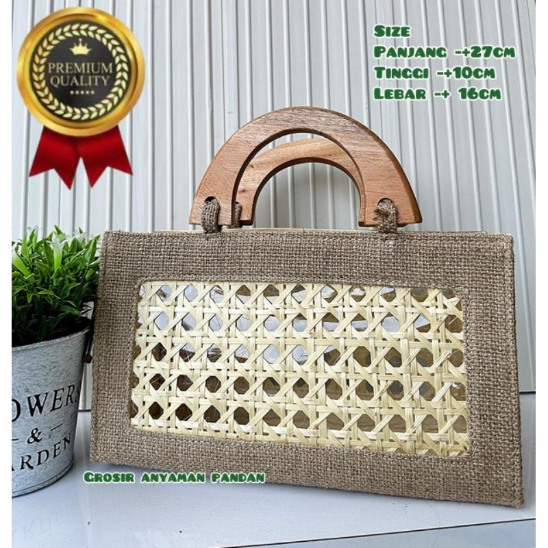 

Tas parcel GONI MIX BAMBU HANDLE KAYU STANDAR tas hampers anyaman goodiebag souvenir