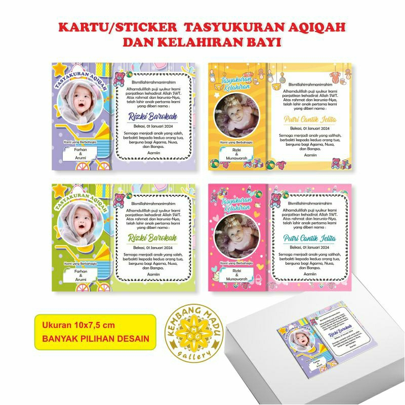 Kartu/sticker Tasyakuran Aqiqah dan Tasyakuran Kelahiran Bayi